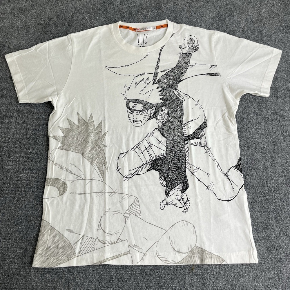 Uniqlo UT Naruto Rasengan Graphic T-Shirt‎ White Men's Anime Tee Fits Small